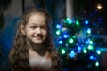 A little girl with a beautiful smile. Blond Haired Child Celebrating Christmas Royalty Free Stock Photo