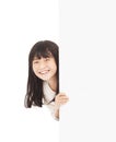 little girl behind a white board Royalty Free Stock Photo