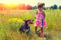 Little girl with big dog Royalty Free Stock Photo