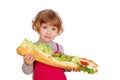 Little girl with big sandwich Royalty Free Stock Photo