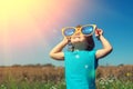 Little girl with big sunglasses Royalty Free Stock Photo