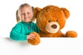 Little girl with big teddy bear Royalty Free Stock Photo