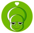 Head icon of cute girl with heart over head. Smug expression