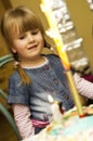 Little Girl and Birthday Cake Royalty Free Stock Photo