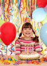 Little girl with birthday cake party Royalty Free Stock Photo