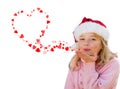 Little girl blowing love heart kisses Royalty Free Stock Photo