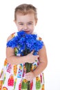 Little girl with blue flowers Royalty Free Stock Photo