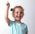 Little girl in a blue t-shirt Royalty Free Stock Photo