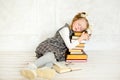 A little the girl with books Royalty Free Stock Photo