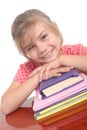 Little girl with books