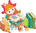 Little girl with books