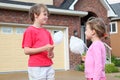 Little girl and boy with cotton candy Royalty Free Stock Photo