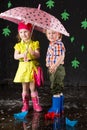 Little girl and boy with a pink Royalty Free Stock Photo