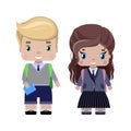 little girl and boy, in school uniforms