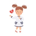 Little Girl with Broken Heart Crying Out Loud Feeling Unhappy Vector Illustration