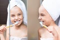 Little girl brushing teeth Royalty Free Stock Photo