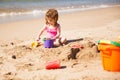 Little girl building sand castle Royalty Free Stock Photo