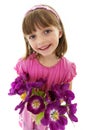 Little girl with bunch of tulips - mothers day Royalty Free Stock Photo