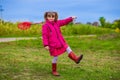 A little girl with butterfly net having fun Royalty Free Stock Photo