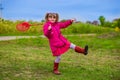 A little girl with butterfly net having fun Royalty Free Stock Photo