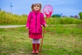 A little girl with butterfly net having fun Royalty Free Stock Photo