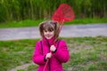A little girl with butterfly net having fun Royalty Free Stock Photo
