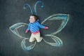 Little girl Butterfly smiling Royalty Free Stock Photo