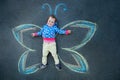 Little girl Butterfly smiling Royalty Free Stock Photo