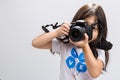 Little Girl Camera / Little Girl Holding Camera Background Royalty Free Stock Photo