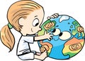 little girl cares for planet earth