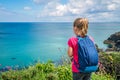 Girl admiring the Cornish coast