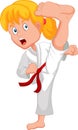 Little girl cartoon training karate