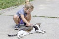 Little girl with cat