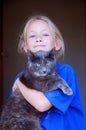 Little girl with cat pet Royalty Free Stock Photo