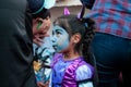 Little girl celebrating Halloween, dressed for Halloween party in the city of Cusco, Peru