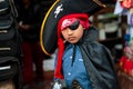 Little boy celebrating Halloween, dressed like pirate at Halloween party