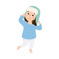 Little Girl Changing Her Clothes Putting on Warm Hat Vector Illustration Royalty Free Stock Photo