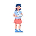 Little girl character with fracture of arm flat vector illustration isolated.