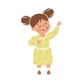 Little Girl Character Standing and Tell Story or Recite Poetry Vector Illustration