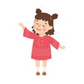 Little Girl Character Standing and Tell Story or Recite Poetry Vector Illustration