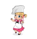Little Girl Chef in Apron and Hat, Kids Character Royalty Free Stock Photo
