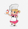 Little Girl Chef with Cake on Plate, Kids Menu