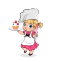 Little Girl Chef with Cupcake on Plate, Kids Menu