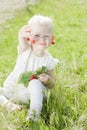 Little girl with cherries