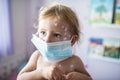 Little girl with chickenpox, antiseptic cream applied to the rash Royalty Free Stock Photo