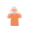 Little girl child cartoon character wearing medical facial mask respirator gesturing thumbs-up