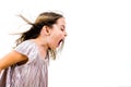 Little girl child yelling, shouting and screaming with bad manners Royalty Free Stock Photo