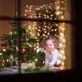 Little girl at Christmas dinner