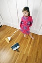 Little Girl Cleaning / Sweeping House Royalty Free Stock Photo