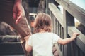 Little girl climbing upstairs Royalty Free Stock Photo